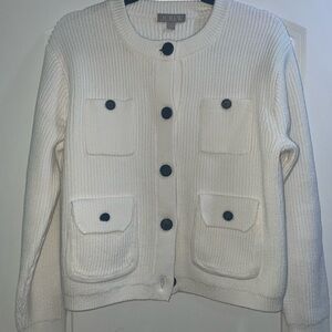 J. Crew Cream Cardigan with Black Buttons